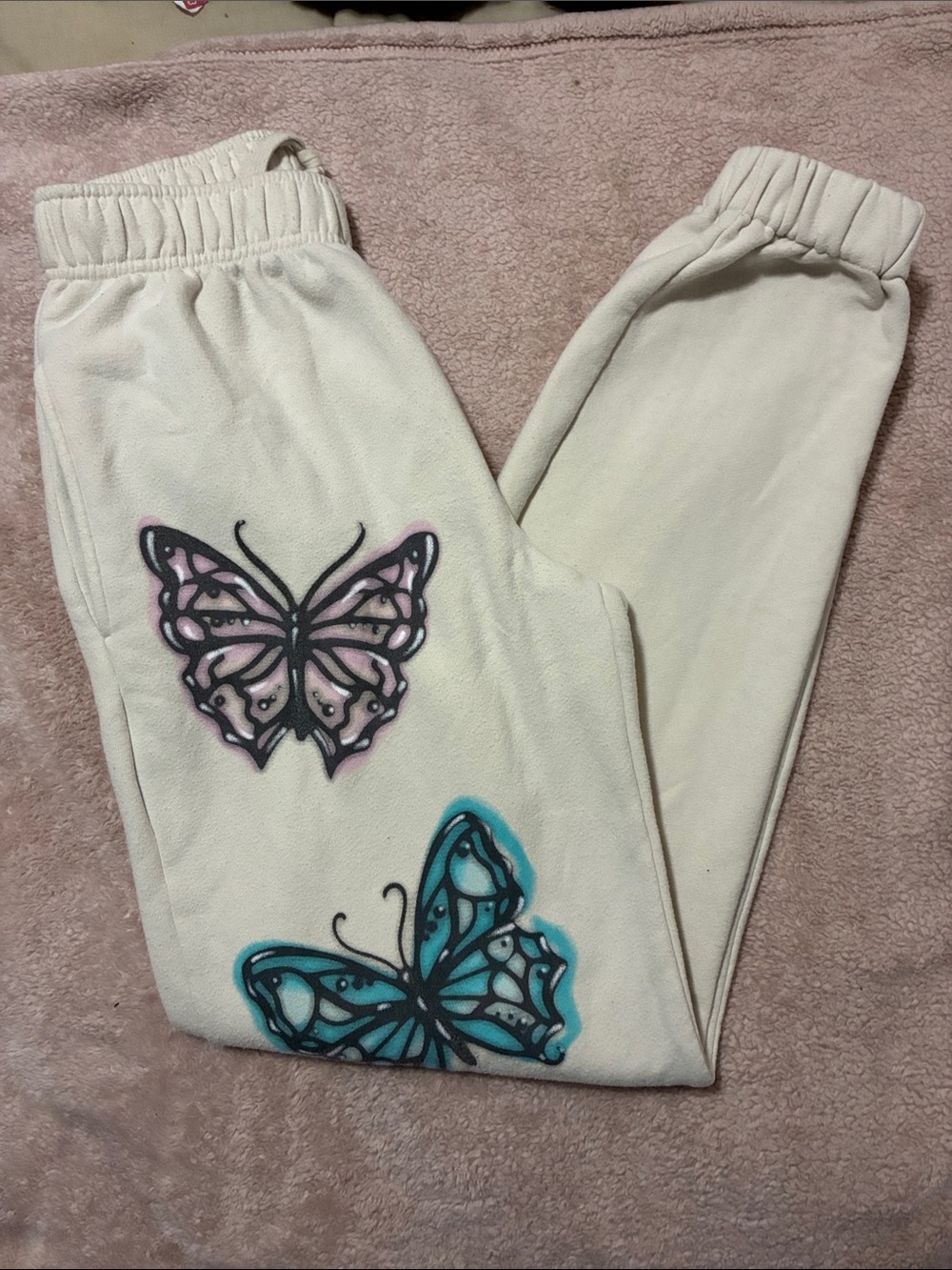 wild fable Cream Sweat Pants with Purple and Blue Butterflies